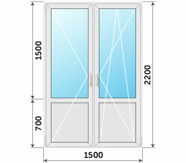 Панорамная балконная дверь со стеклом 1500x2200