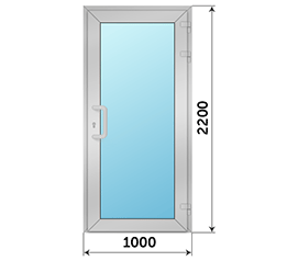 Одностворчатая дверь остекленная ALUTECH 1000x2200