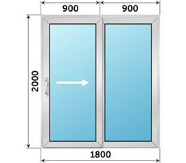 Полуторная дверь остекленная SCHUCO 1800x2000